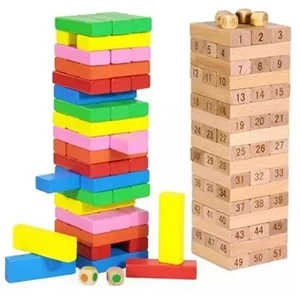 Wooden T Building Blocks Jenga Tower Toy Board Team